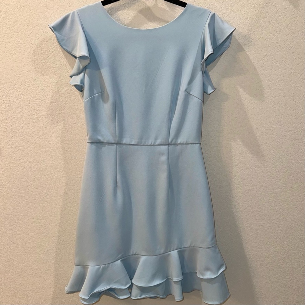 Light Blue Ruffle Sleeve Dress